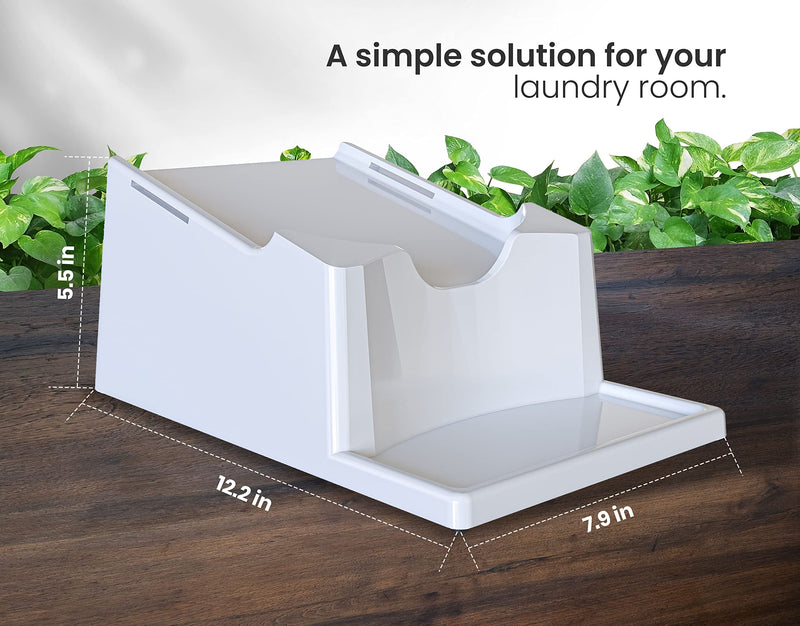 TidyFriend Liquid Laundry Detergent Holder Stand with Drip Tray & Rubber-Grip Feet, Stand for Laundry Room Organization and Storage, Fabric Softener Dispenser with Cup Holder for Easy Pouring (White) 1 White