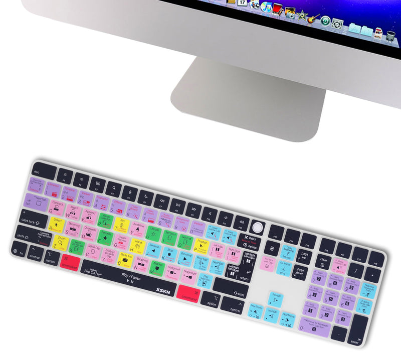 Final Cut Pro Shortcut Keyboard Cover for iMac M4 Magic Keyboard with Touch ID and Numeric Keypad A3119 iMac M4 Magic Keyboard A3119 Final Cut Pro