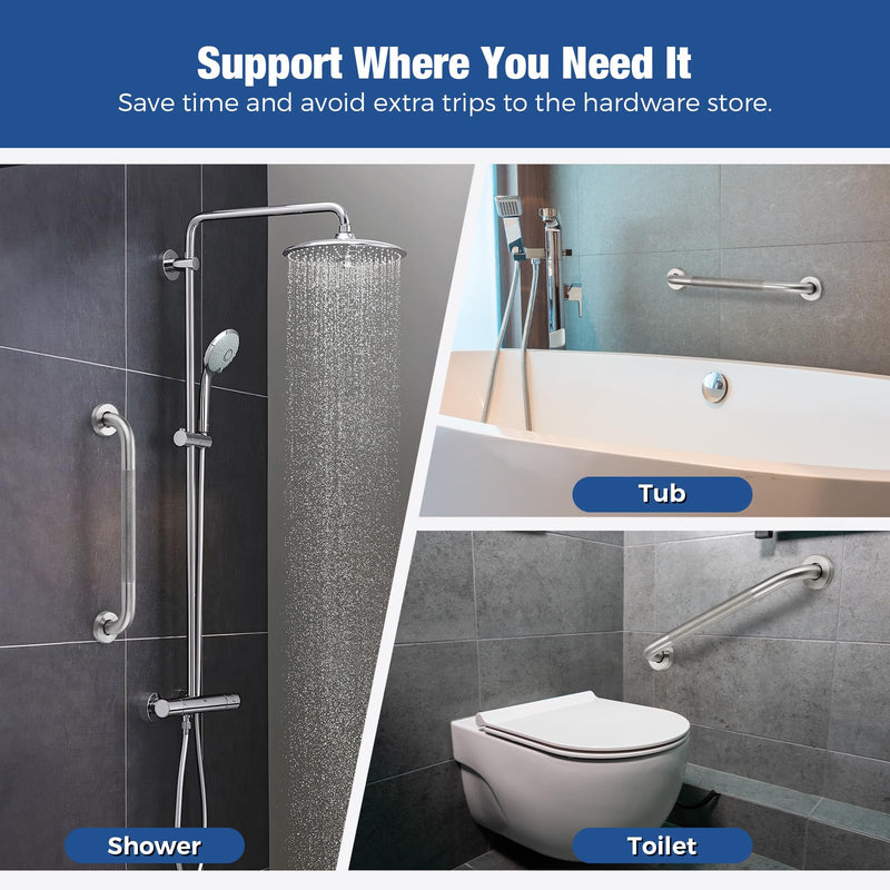 Grab Bars for Shower 2 Pack 18-Inch, Stainless Steel Anti-Slip Safety Shower Handle for Elderly Bathroom Wall Support Handicap Handicap Grab Bars for Seniors, Brushed Nickel 18 Inches