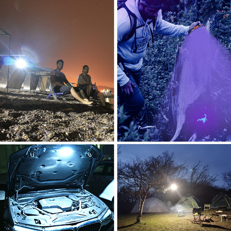 UV Flashlight Camping Light , IODOO 10000mAh 48 LED 395nm UV / 6500K Floodlight 3000LM White Light Pet Urine Detector for Dog/Cat Urine, Dry Stains, Bed Bug 30w(Uv)