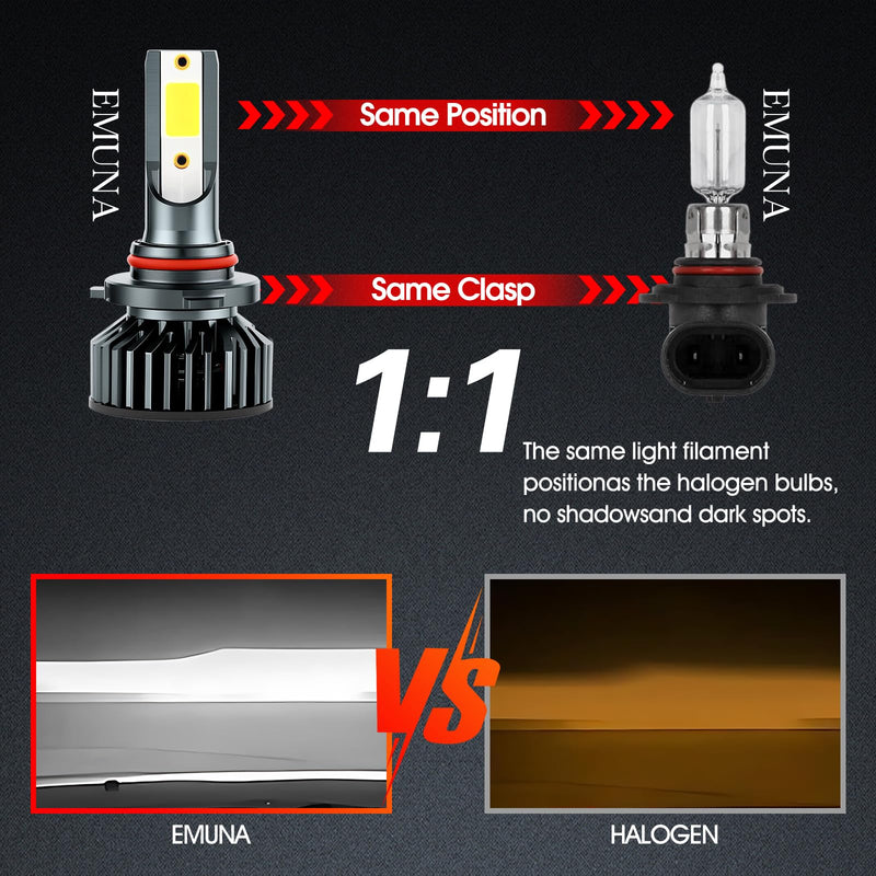 EMuna Fit for Chevrolet Silverado 1500(2007-2015) Chevy Silverado 2500 HD 3500 HD(2007-2019) Combo 9005 High Beam H11 Low Beam LED Headlight + 5202/H16 Fog Light Bulbs Kits,6000K Super Brighter
