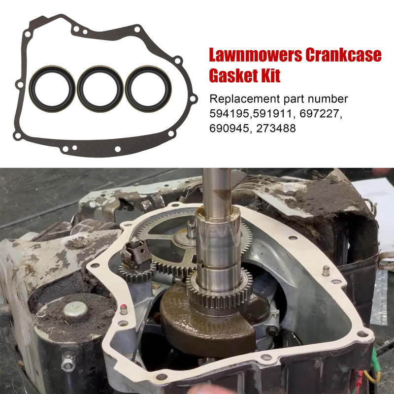 594195 Crankcase Gasket Kit with Mounting Bolts, fit for Briggs & Stratton Small Gasoline Engines, Replaces 591911, 697227, 690945, 273488