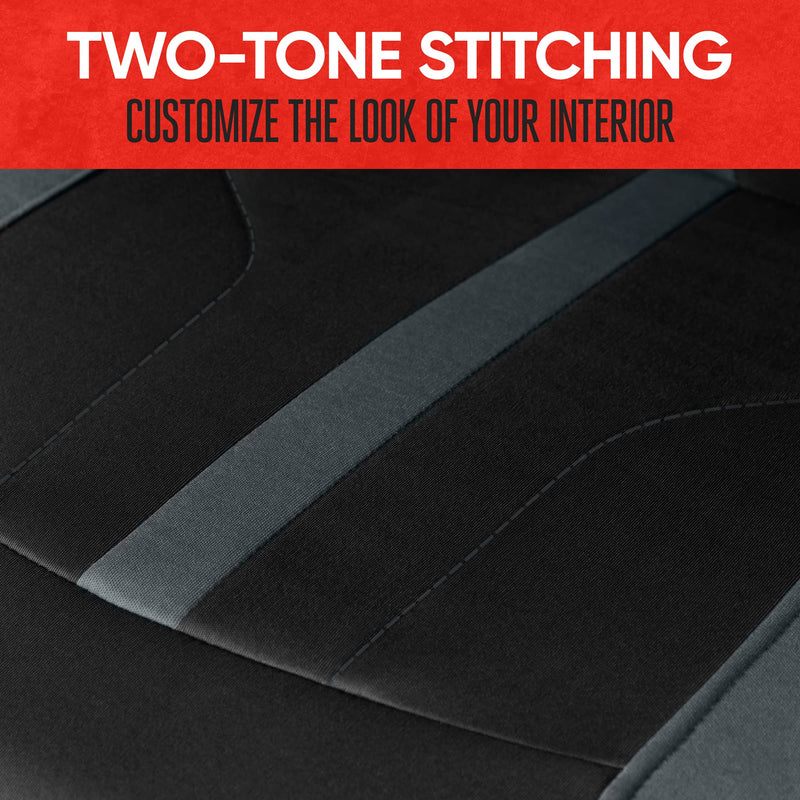Motor Trend Gray Cloth Front Seat Covers - Premium Bucket Seat Covers for Vehicles with Removable Headrests, Car, Truck, Van and SUV Interior Covers Gray Straight Line