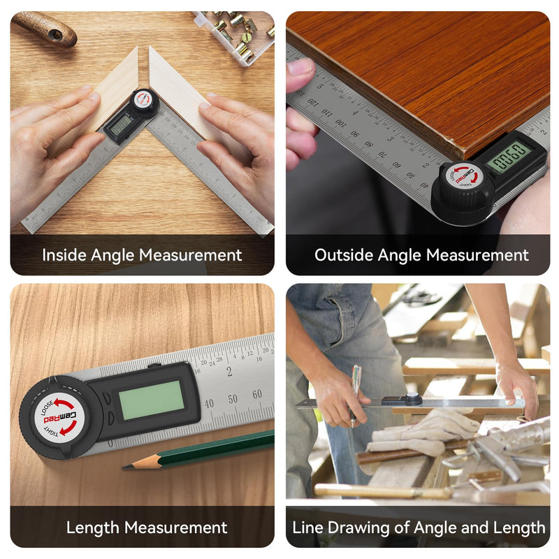 GemRed 82305 Digital Angle Finder Protractor (Stainless steel 300mm) Stainless steel (12inch/300mm)