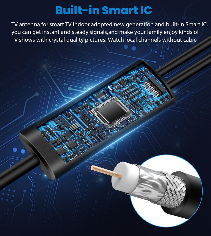 2026 TV Antenna for Smart TV, 5000+ Miles Range Strongest Digital HD TV Antenna Indoor Ourdoor with Amplifier Signal Booster, Waterproof Design,8K 4K 1080p Support 360°,33.8FT Cable 33.8FT