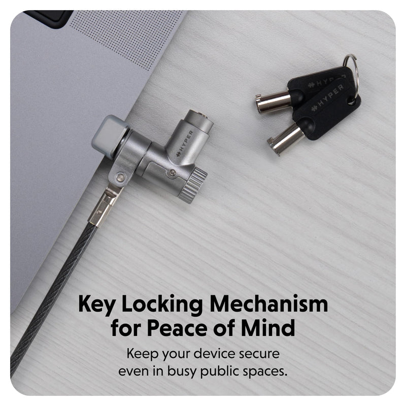 HyperShield MacBook Pro Cable Laptop Lock — Tool-Free MacBook Security Lock w/ 6.5 Ft. Steel Cable, Full Port Access — for 14” & 16” Apple Silicon Devices — Ideal for Public Spaces