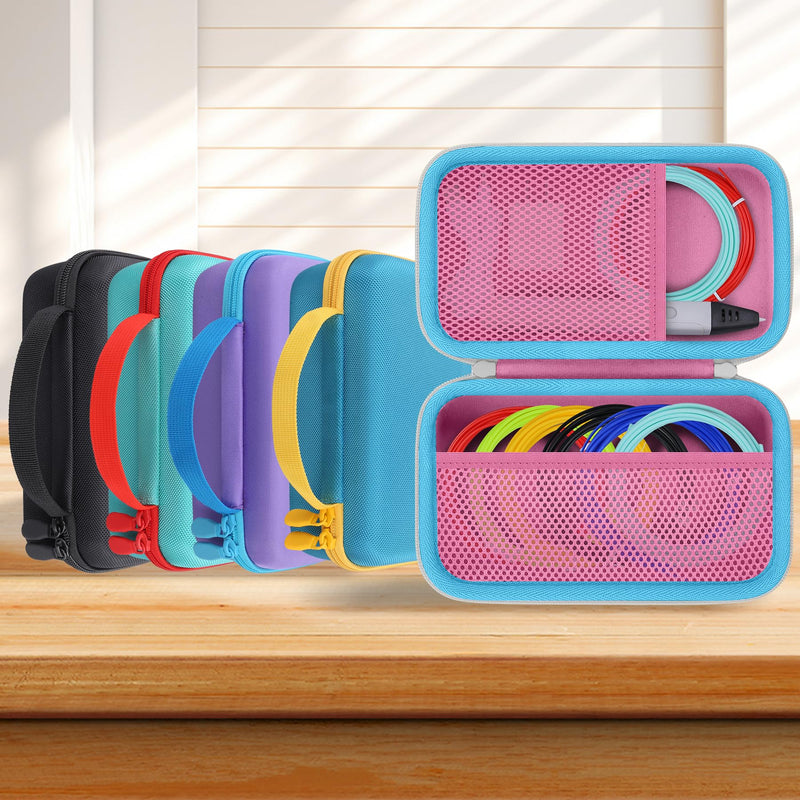 co2CREA Storage Organizer Case for 3D Printing Pen Set, Hard Case Compatible with SCRIB3D P1/Advanced, MYNT3D Super/Advanced, 3Doodler Start+/Flow/PRO and Filament Refill（Pink Case + White Zipper） Pink Case + White Zipper