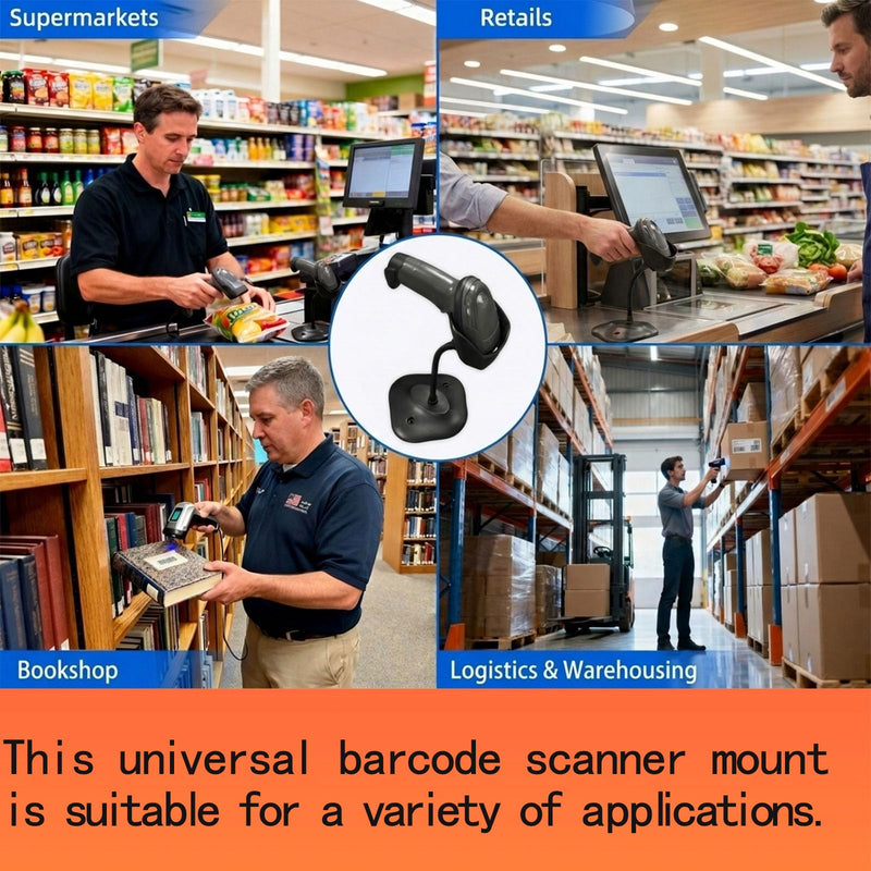 Universal Barcode Scanner Stand Compatible with Zebra Symbol DS2208 DS2278 DS4308 DS4608 DS8108, Flexible Gooseneck Scanner Holder with Non-Slip Base for Retail Warehouse Checkout.