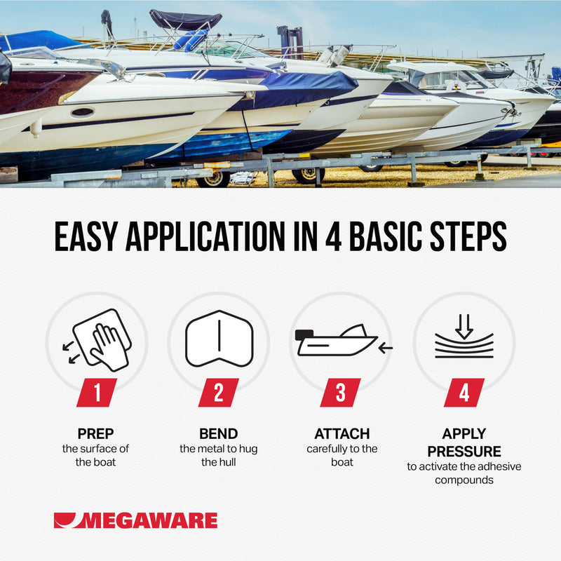 MEGAWARE KEELGUARD XL ScuffBuster BowGuard, Notched, 9" x 8.75" | Protects from Scuffs and Scratches, Stainless Steel Shield, 3M Adhesive, Mirror Polished Finish, Notch for Boats