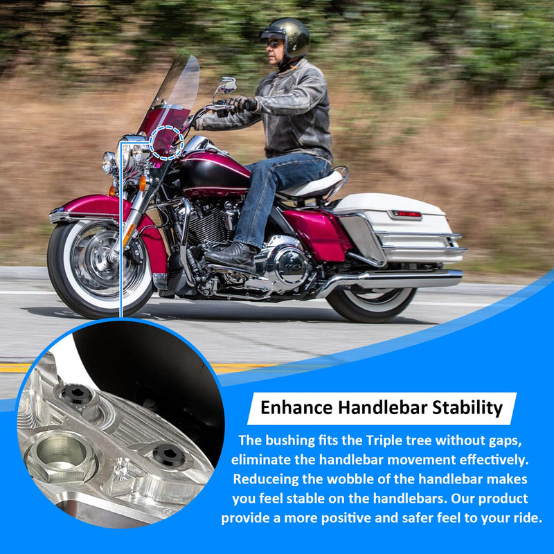 Wsays CNC Handlebar Riser Bushings Solid Billet Aluminum Compatible with Harley Touring Street Electra Road Glide Road King 1983-2025 Fit Softail 2018-2025 Oxidized Black