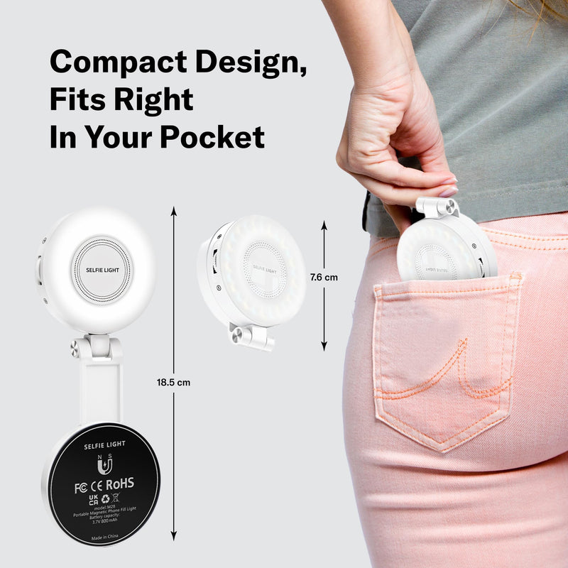 Magnetic Phone Selfie Light - Ring Lights Mirror Phone Attachment | Compatible for iPhone MagSafe Android with Magnetic Ring - Portable LED Fill Light for Selfies Camera Photo Video Recording 1 Pack