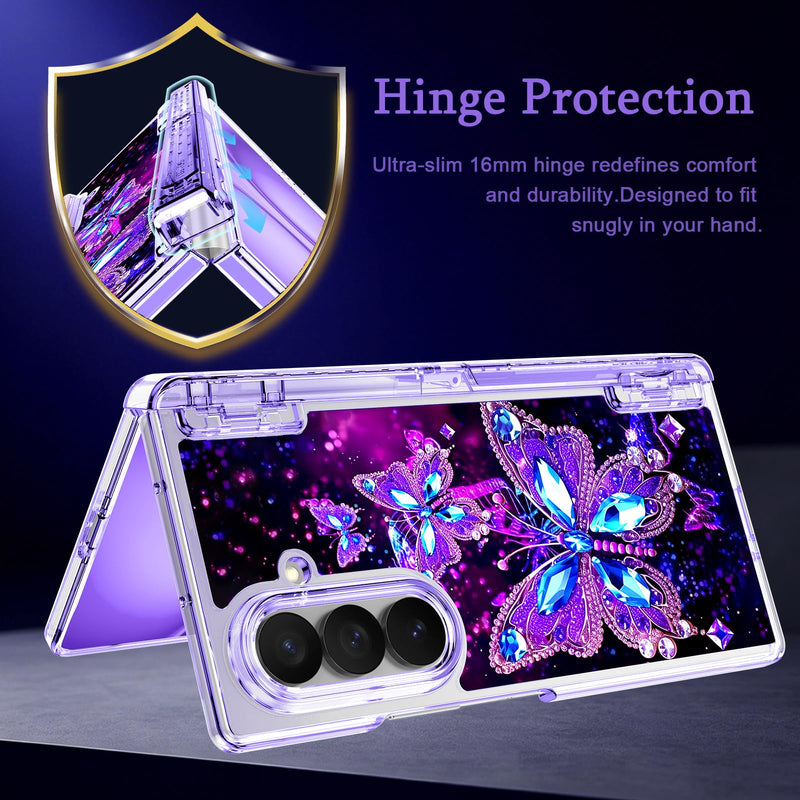 Miqala for Galaxy Z Fold 8 Ultra Case,[Glow in The Dark][Compatible with Magsafe][Hidden Stand][Built-in Screen Protector][Hinge Protection] Slim Case for Samsung Galaxy Z Fold 8 Ultra,Butterfly Dark Butterfly