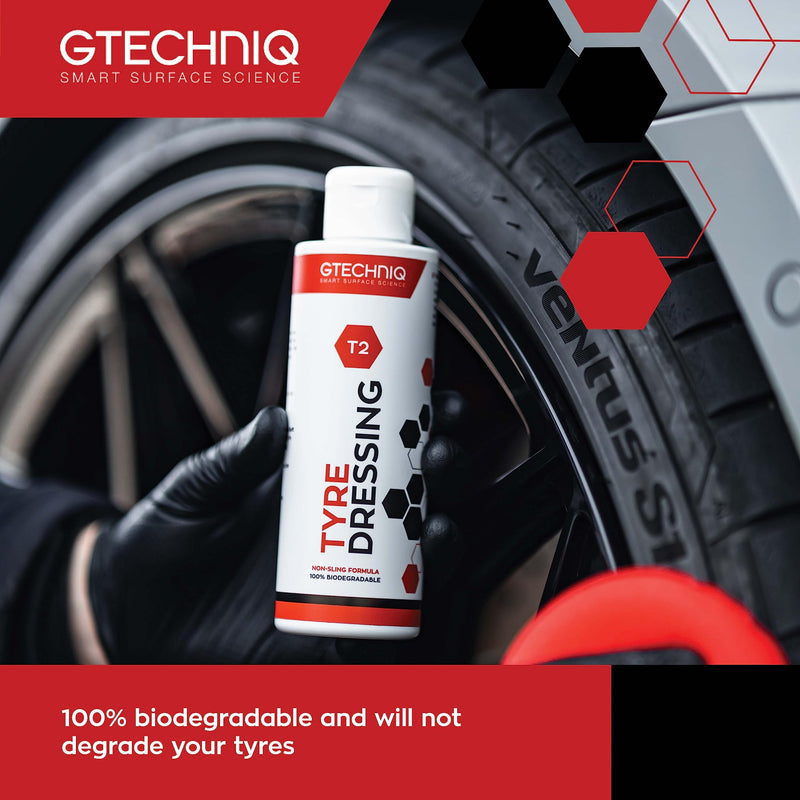Gtechniq T2 Tire Dressing for Car Tire Shine, Tire Coating Repels Dirt and Grime, Restores Tire Black Finish, Anti-Sling Formula, 100% Biodegradable - 8.5 fl oz (250ml) 250 milliliters