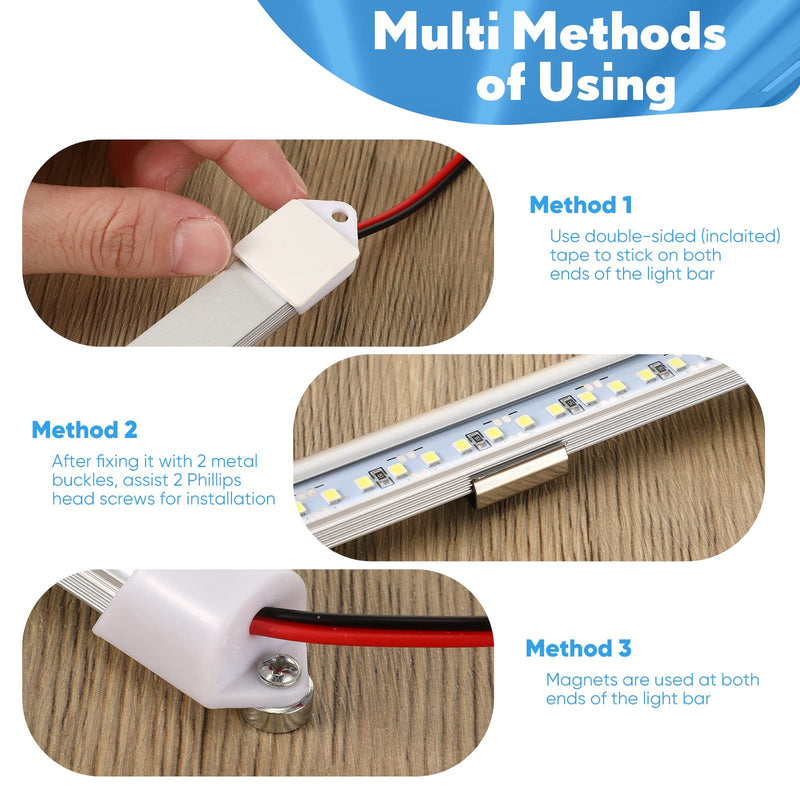 8 Pcs Car LED Light Bar with Switch and Magnets 12V LED Light Strip White 12V Interior Lighting for Indoor Room Home, Car Cargo Truck Trailer Van