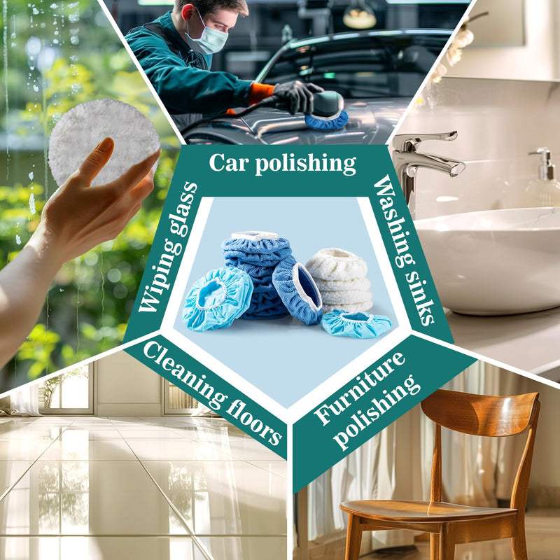Sukh 12PCS Car Buffing Pads - Car Polishing Bonnet Pad Buffing Pads 5 to 6 Inches Microfiber Polish Pads Orbital Buffer Pads Wax Cover Kit for Vehicle Waxing and Cleaning
