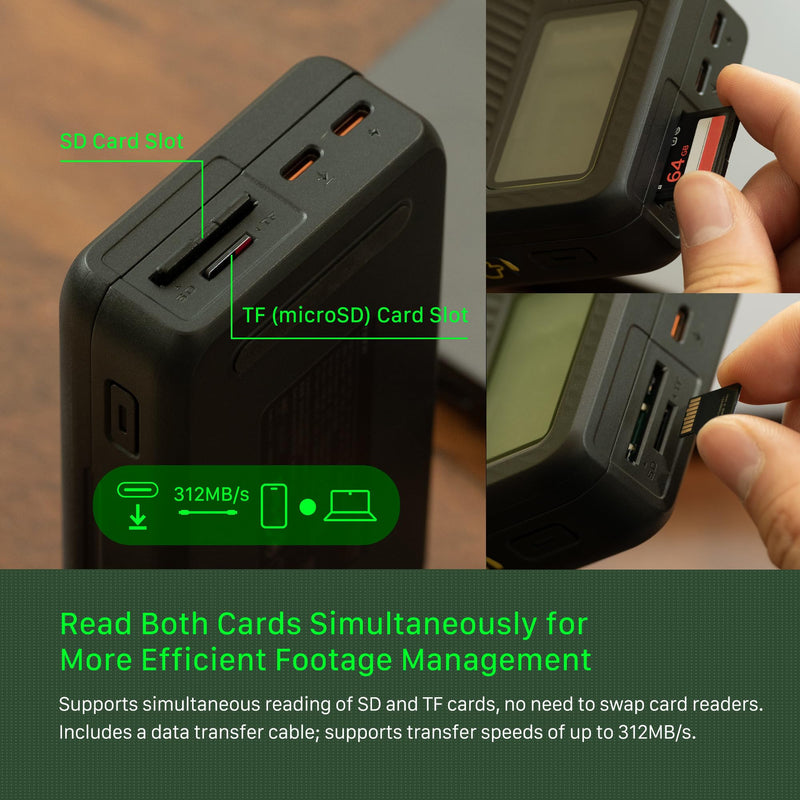 Tilta All-In-One Recharge Companion for NP-FZ100 | FX3, FX30, FX2, ZV-E1, FX30B, A7S III, A7 IV Battery Charger & Power Bank | 30W PD QC Fast Charging | SD TF Card Slot 312MB/s | 18W PD Output - Black