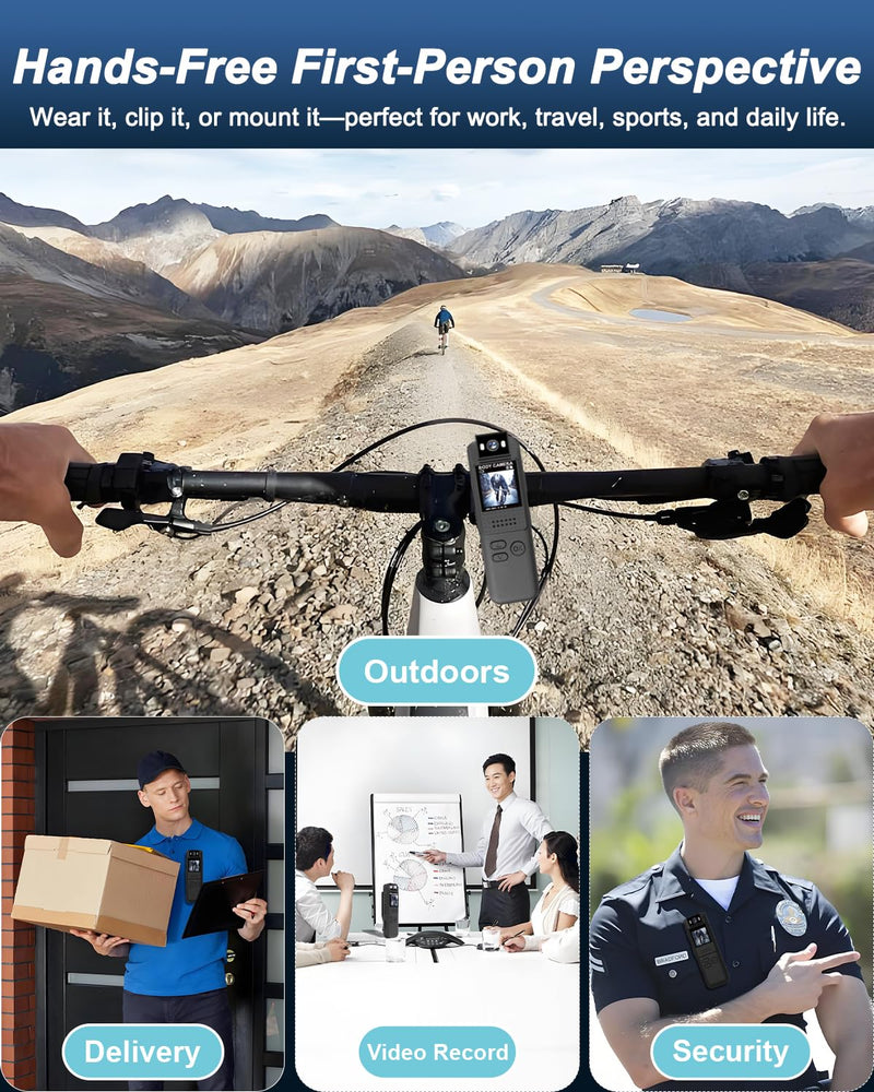 Body Camera, Mini Sports Camera with 64GB TF Card, 1080P HD Body Cam, 180° Rotatable Lens, Small Action Video Camcorder with Magnetic Back Clip & Bike Mount, POV Cam for Bike, Outdoor Use