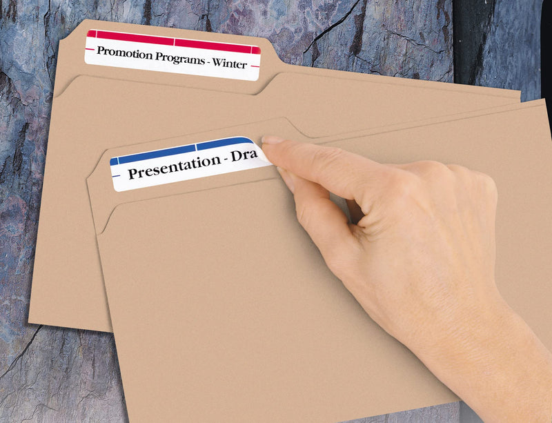 Avery File Folder Labels with Sure Feed, 2/3" x 3-7/16", 750 Printable Labels, Removable, Assorted (6466) One Size