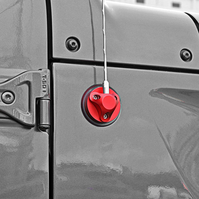 Hoolcar Red Aluminum Radio Atenna Base Cover for 2007-2021 Jeep Wrangler JL JLU JK JKU JT