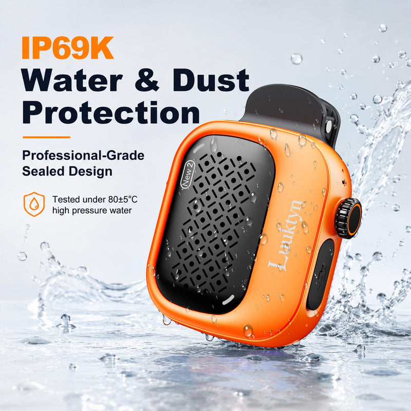 IP69K Waterproof Portable Wireless Speaker, Mini Shower Speaker with 20H Playtime, Ultra-Light Clip On Wearable Speaker for Bathroom, Outdoor Sports (Orange) Orange