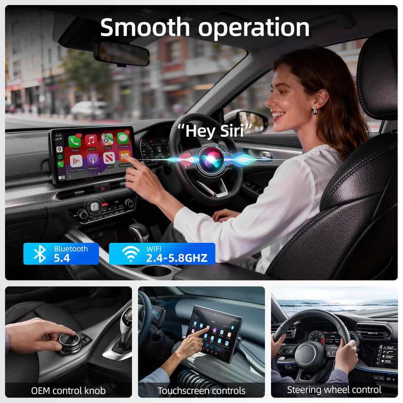 Wireless Apple CarPlay Adapter, 5.8G Quad-Core Chip No Latency, Aerospace Silicone Cooling, Zn-Alloy & Diamond Panel, Plug & Play Wired to Wireless CarPlay Adapter