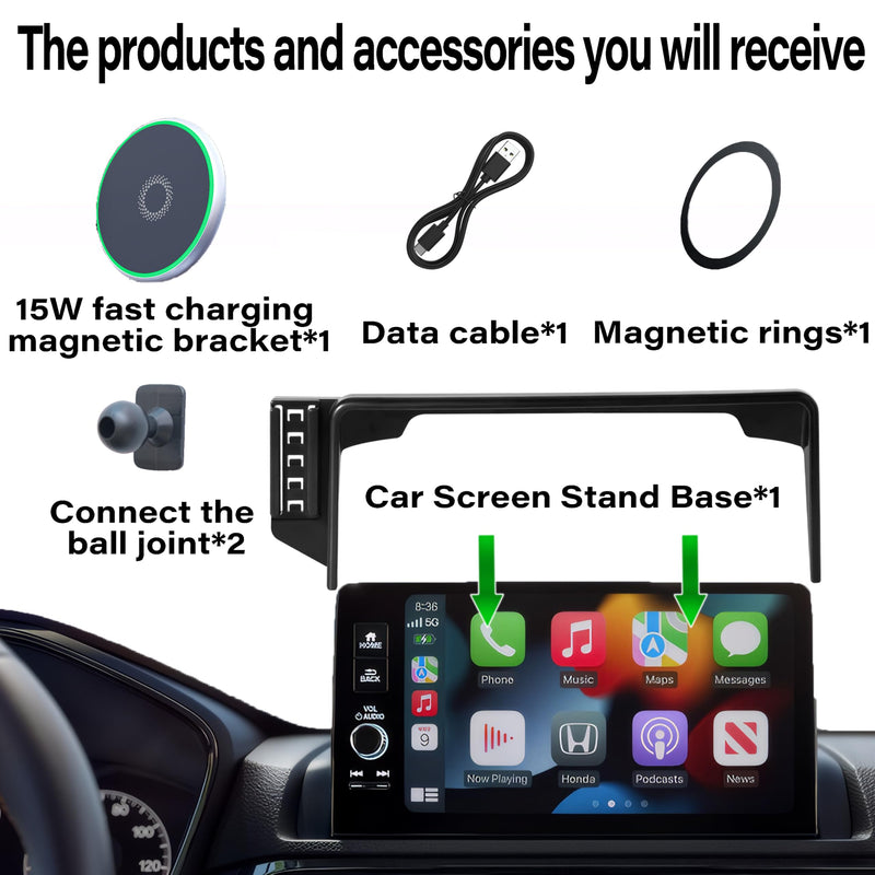 Car Phone Holder for Honda CR-V 2023 2024 2025 / HR-V 2023-2025 Accessories, Apply to 7/9 Inch Touch Screen,15W Fast Magnetic Charger Screen Fixed Clip Cell Phone Mount Hands-Free fit for 2023-2025 CRV/HRV with 7/9 In Screen