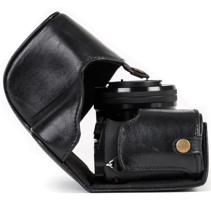 MegaGear Ever Ready Genuine Leather Camera Case and Bag for Sony Alpha A6300, A6000 (16-50 mm) (Black) One Size Black