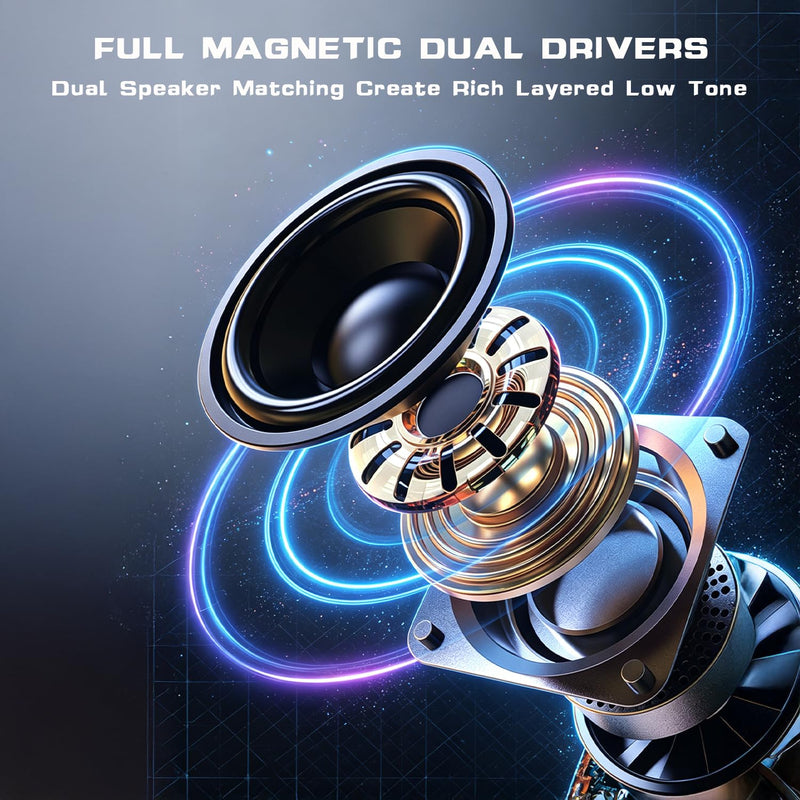 Computer Speakers, 7-Color RGB Lights, Headphone Jack, Enhanced Bass & Volume Control, USB Powered Gaming Speakers for Laptop, Monitor, PC, Tablet and Phone