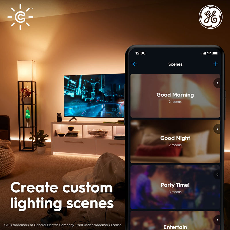 GE CYNC A19 Smart LED Light Bulbs, Soft White, Bluetooth and WiFi Light Bulbs, 60W Equivalent, Work with Amazon Alexa and Google Home (4 Pack) 4 Pack