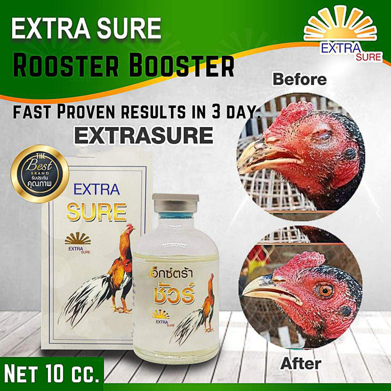EXTER Sure Rooster Booster Health Vitamin Support Fast Result, Stimulates & Improved Immunity Feed Nourishing Poultry (EXTER Sure Increasing Fast Energy 10 ML.)