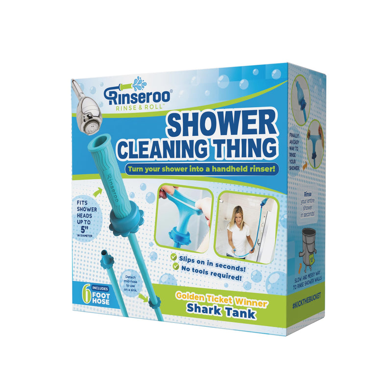 Rinseroo: "Shower Cleaning Thing"–Slip-On Handheld Hose Attachment for Fast, Mess-Free Shower Wall Rinsing–6 Ft Hose, Fits Up to 5" Shower Head –Temporarily Converts Standard Shower into Handheld 6 FT Shower Hose