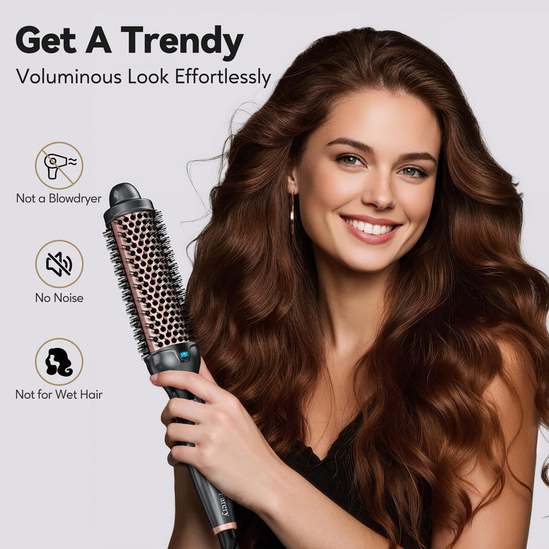 Farery Thermal Brush Extra Long Barrel, 38mm Hot Brush Curling Wand for Big Bouncy Curls, Non-Blowing Heated Round Brush, Ceramic Curling Wand for Medium & Long Hair, 9 Adjustable Temps, Dual Voltage