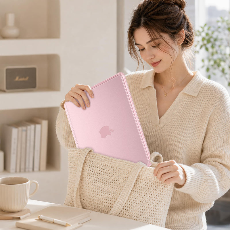 MEEgoodo for MacBook Neo 13 Inch Case 2026 Fit Model A3404 with Shockproof TPU Frame, Hard Shell Protective Cover, Anti-Fingerprint Matte Finish, Precise Cutouts, Laptop Case for MacBook Neo 13",Blush Blush
