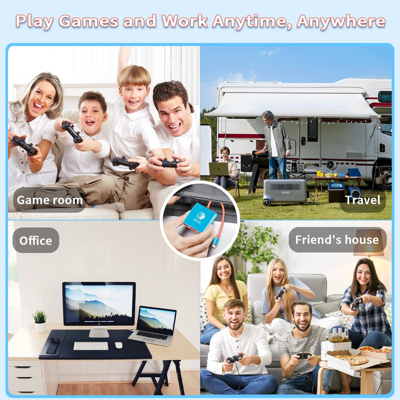 Switch Dock for Nintendo Switch & OLED, Portable TV Dock with 4K HDMI, USB 3.0 Port and USB C PD 100W Charging, Travel Docking Station Replacement for Switch(Blue) Blue