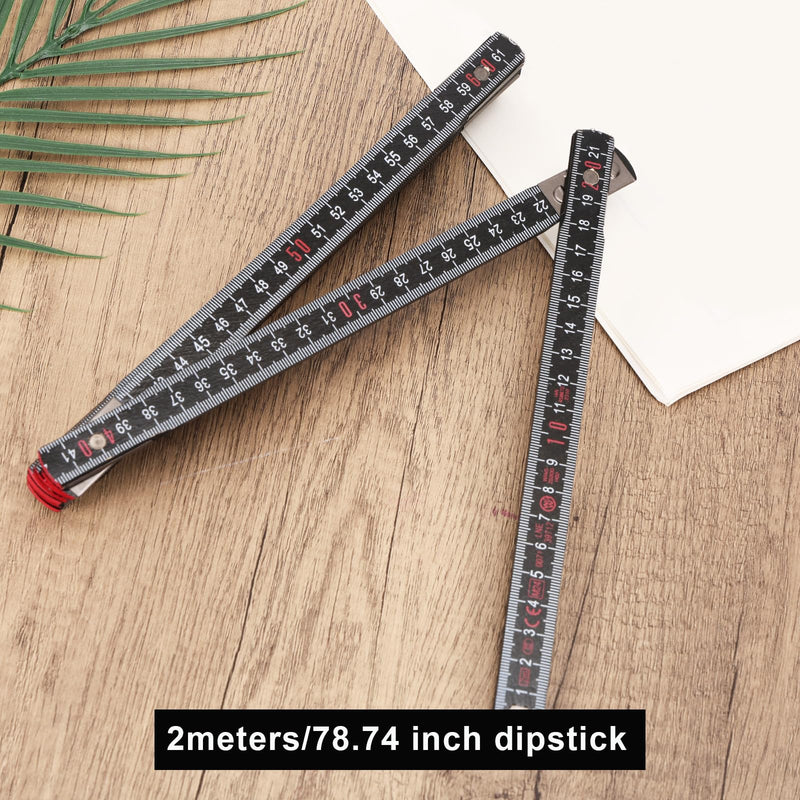Oil Tank Measuring Stick, 10 Fold 78" Solid Wood Folding Fuel Gauge Stick Ruler for Deep Storage Tanks (Black) Black