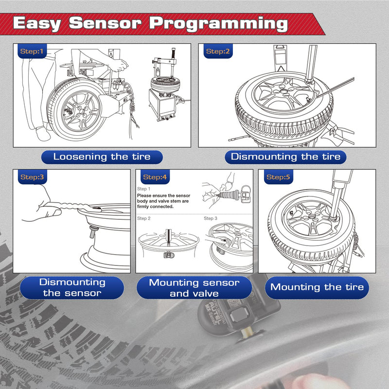 Autel TPMS MX Sensor 315MHz 433MHz Dual Frequency 1-Sensor, OEM Quality Universal Tire Sensors, 100% Programmable with Autel TS408S TS501 TS508 TS508WF MK808S-TS MS906TS (1PCS Press-in Rubber Valve)