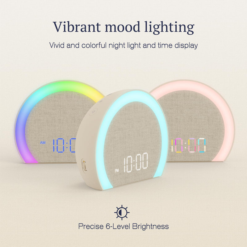 ANJANK Extra Loud Alarm Clock with Wireless Bed Shaker, Vibrating Dual Alarm with Light Wake Up for Heavy Sleepers & Hearing Impaired, 9-Color Night Light, 8 Sounds, 0-100% Dimmer, USB Charger Latte