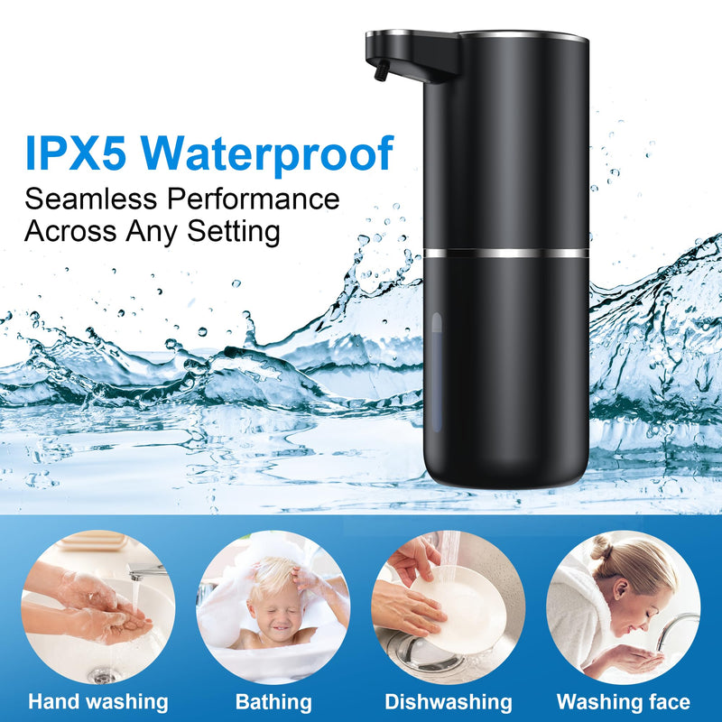 Automatic Soap Dispenser Touchless Automatic Liquid Soap Dispenser 4 Adjustable 1200mAh Soap Dispensing Levels Wall Mount for Kitchen and Bathroom Black Gel