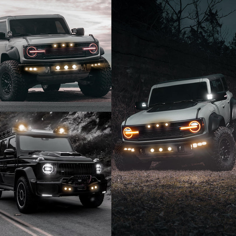 4Pcs 23mm DC 12V Black shell Eagle Eye Cob LED Car Fog DRL Daytime Running Light Backup Reverse Tail Rock Lights Headlights Signal Lamp Small bulb DIY use for car and motorcycle (Warm white) Warm white