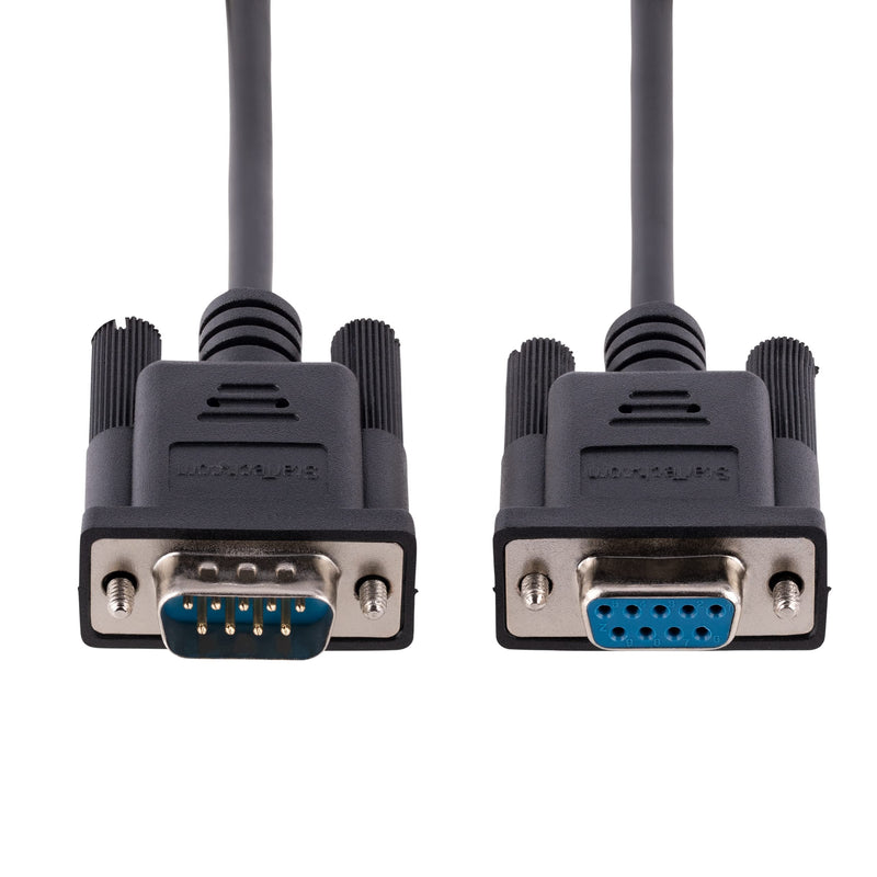 StarTech.com 3m RS232 Serial Null Modem Cable, Crossover Serial Cable w/Al-Mylar Shielding, DB9 Serial COM Port Cable Female to Male, Compatible w/DTE Devices, Black, F/M (9FMNM-3M-RS232-CABLE)