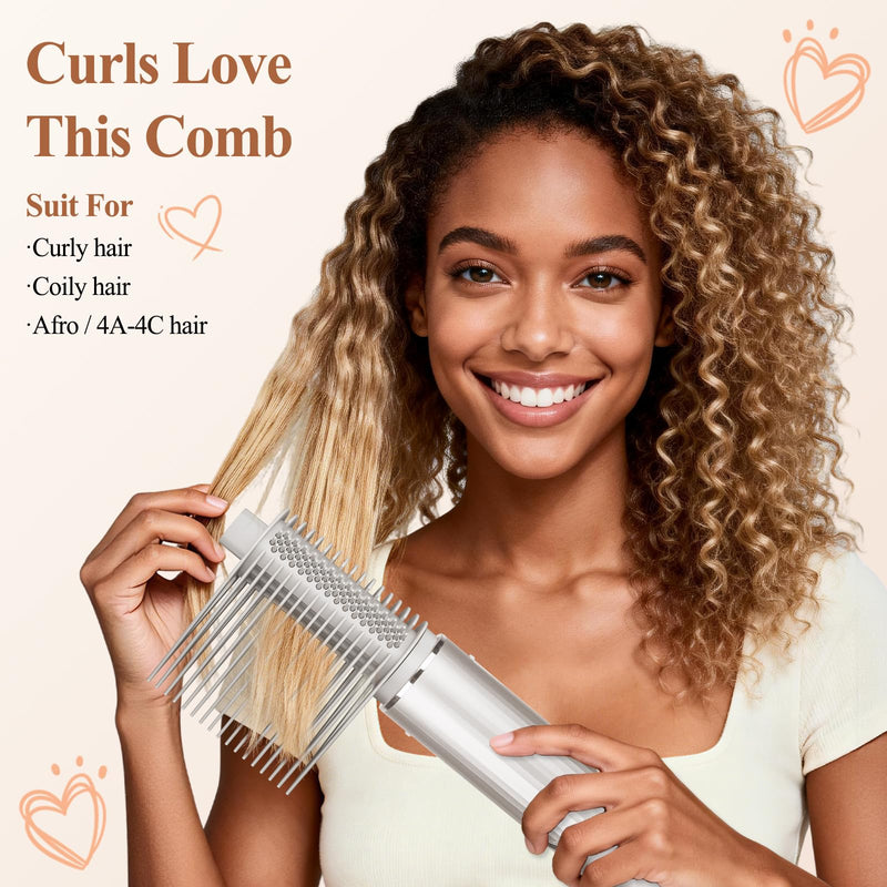 Upgraded Large Round Volumizing Brush and Wide-Tooth Tension Comb Attachment compatible with Shark FlexStyle HD400 Series