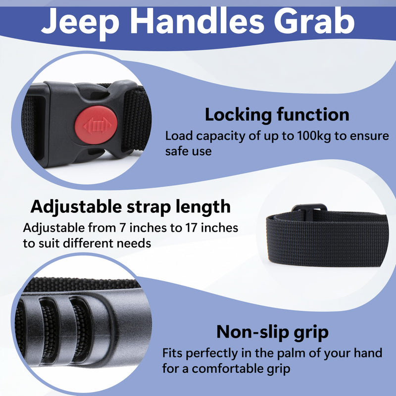 2 PCS Car Adjustable Grab Handles, Car Handle Assist, Safety Handle Portable Vehicle Support Grab Bar for Trucks, SUVs, Jeeps, Vans, Cars and ATVs (Black) 2 PCS