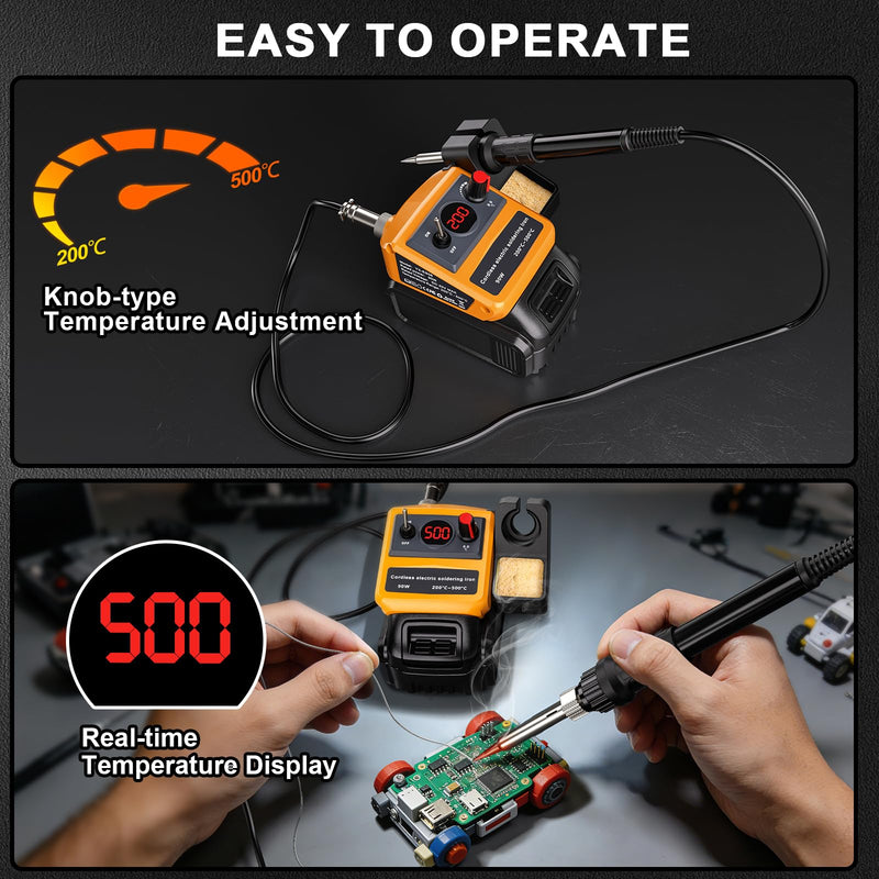 Cordless Soldering Iron Kit for Dewalt 20v 60v Battery,90W LED Digital Solder Iron Soldering Gun with 5pcs Tips,0.04” Solder Wire for any Hobby Enthusiast (Battery not included) For Dewalt Battery
