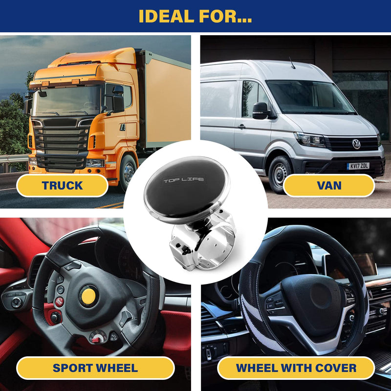 Steering Wheel Knob for Truck - XL Size for Thick Steering Wheels - Spinner for Heavy Duty, Vans, Pickup Trucks, Semi, Sport, Tuning - Facilitates Maneuvers