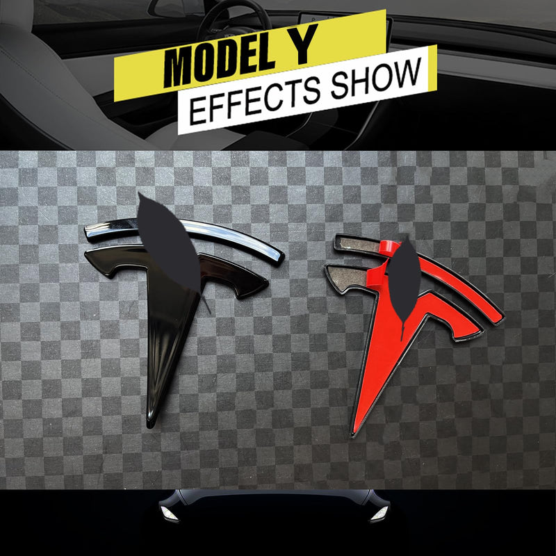 YHCDSEA for Model Y Emblem Badge Sticker Cover, fit for Model Y Logo Decals Accessories (Glossy Black) Glossy Black