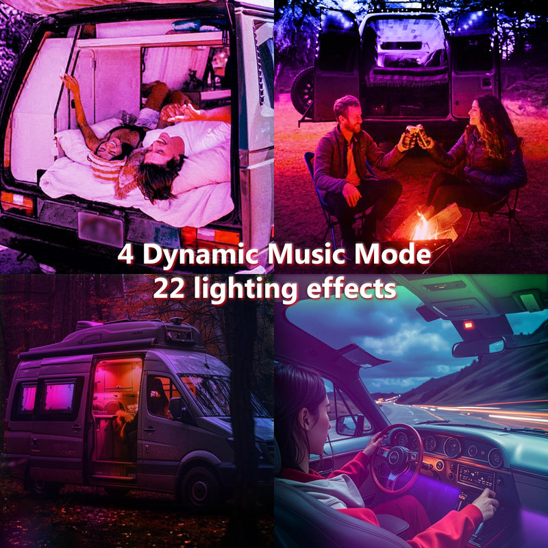 Smart Led Interior Car Under Dash Lights with APP Rhythm Light Strip Multicolor led Car Lights Kits, Sync Music,5V USB Car Led Lights 5V RGB+APP