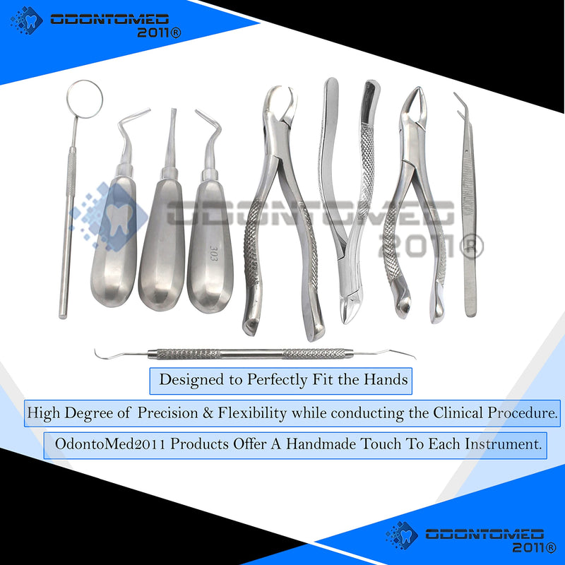 OdontoMed2011® 9 Pcs Basic Dental Extracting Extraction Forceps Elevators Set EX-346