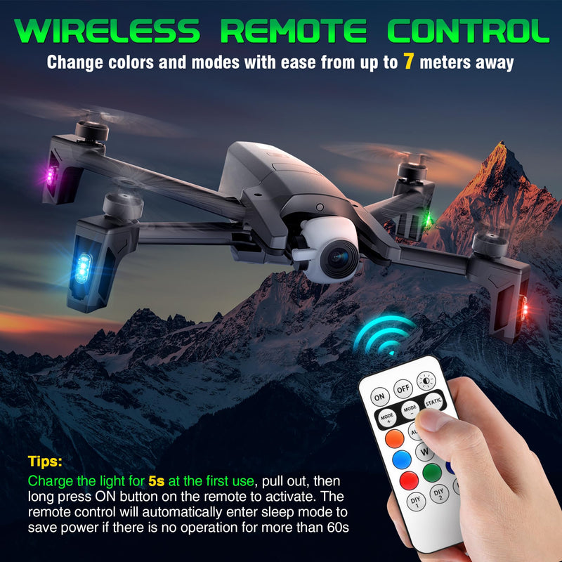 Wireless RGB LED Aircraft Strobe Lights with Remote Control, 8 Colors 10 Flash Modes USB Charging Anti-Collision Lights Waterproof Emergency Warning Light for Drone Car Motorcycle Bike 8 Pcs 8Pcs