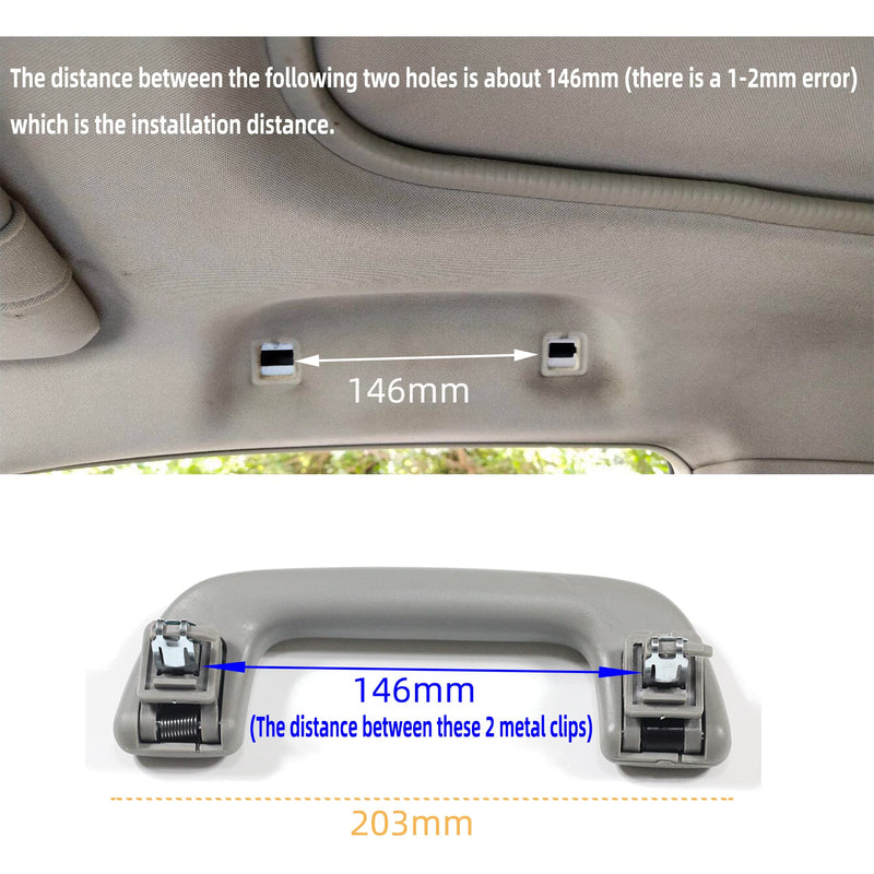 Auto Roof Pull Handle Grab Rail Grey with Hook LH=RH Universal for Toyota for Corolla for Rav4 Yaris Vios OEM:74610-52020 (Front Handrail Without Hook(Gray) 1Pcs) Front Handrail Without Hook(Gray)1Pcs