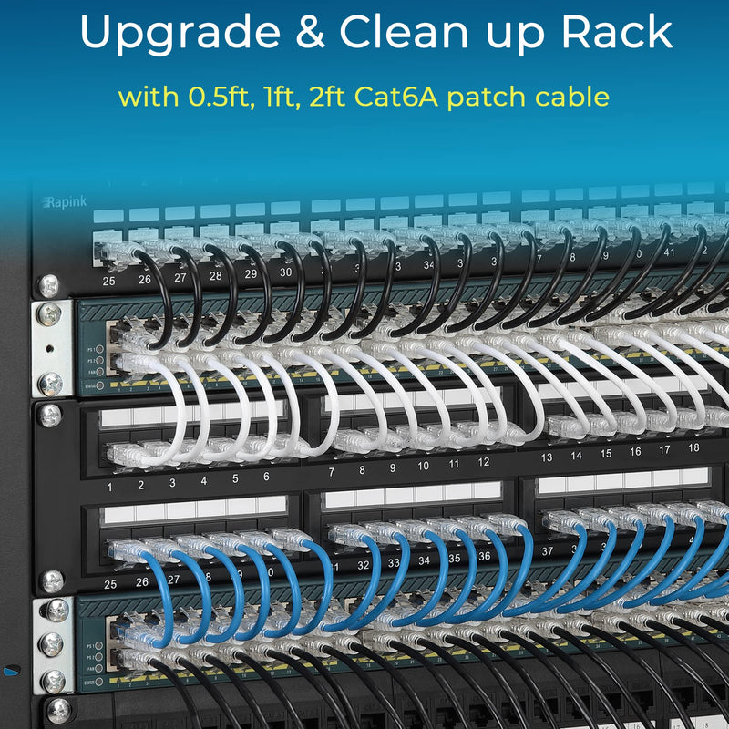 Rapink Patch Cables Cat6/ Cat6a 3ft (24 Pack) Slim, Cat6a Ethernet Patch Cable 10G Support, Snagless Cat 6 Patch Cable for Patch Panel to Switch, Flexiable Cat6 Ethernet Cable Black